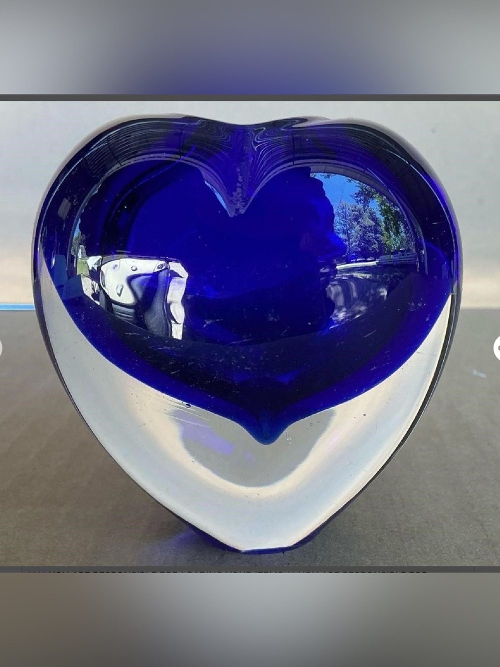 VTG Dynasty Gallery Cobalt Blue Heart Art Glass Paperweight/Bud Vase, Handmade